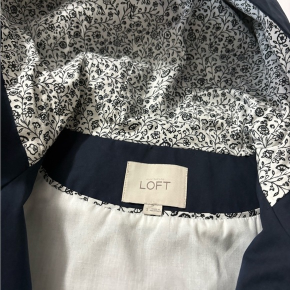 LOFT Navy Anorak Utility Jacket with Hood, Drawstring Waist, Pockets, Zip Pocket - Picture 5 of 14